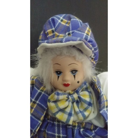 Vintage 6" Hard Plastic Face Mardi Gras Renaissance Clown Jester - Picture 3 of 10